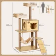 Cat Tower with Hammock and Ladder – Yellow, 130cm