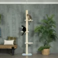 Adjustable Ceiling Cat Tree with Sisal Posts – Yellow, 220–260cm