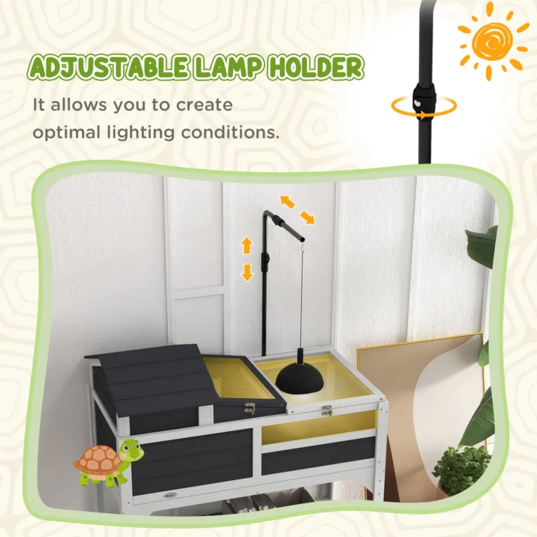 Raised Tortoise Enclosure with Lamp Holder – Grey Raised Tortoise Enclosure with Lamp Holder – Grey