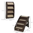 Folding Four-Step Pet Stairs – Dark Brown, 49.5cm