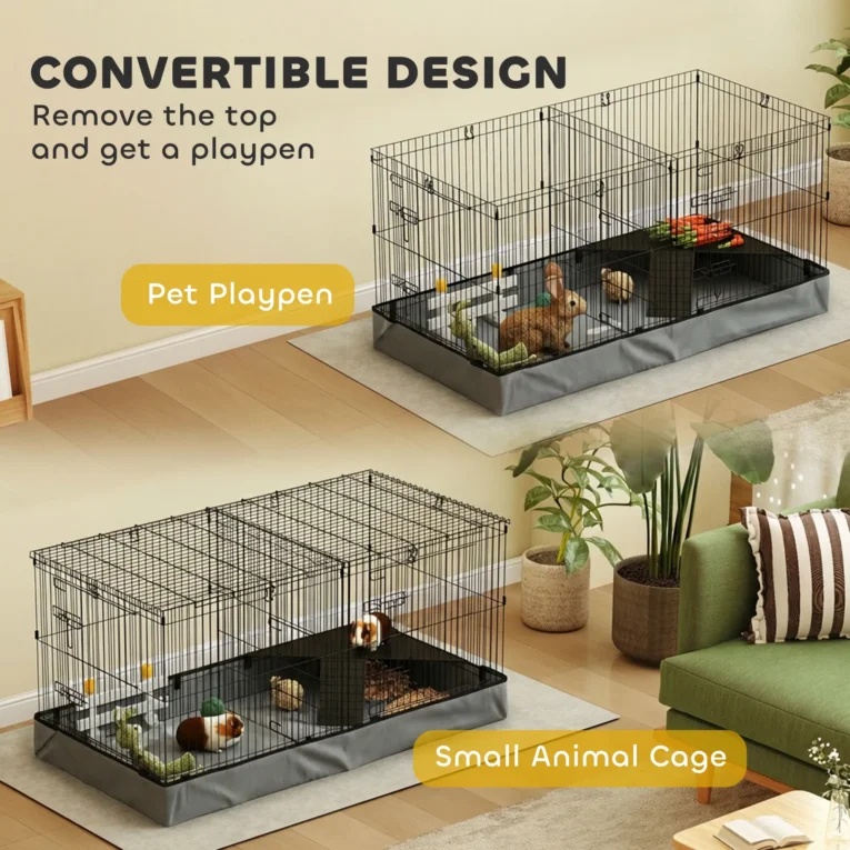 Two-Zone Small-Animal Cage with Fabric Base – Black, 121cm