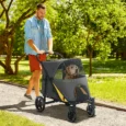 Folding Pet Stroller with Large Wheels – Dark Grey, 30kg