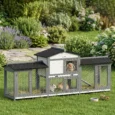 2-Tier Rabbit Hutch Outdoor Plastic Tray Ramp 230cm – Light Grey, Dark Grey, Black