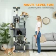 Tall Cat Activity Tower with Two Hammocks – Dark Grey, 202cm