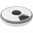 Six-Meal Timed Pet Feeder with Removable Tray – Grey and White