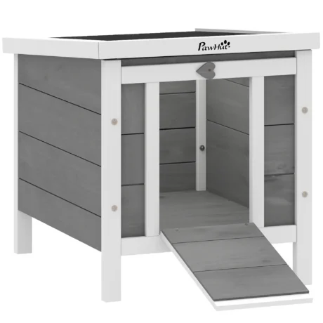Wooden Rabbit Hutch 51x42x43cm – Grey