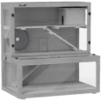 Three-Level Wooden Hamster Habitat with Wheel – Grey, 80cm