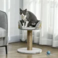 Cat Perch with Jute Scratching Post – Grey, 49cm