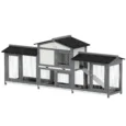 2-Tier Rabbit Hutch Outdoor Plastic Tray Ramp 230cm – Light Grey, Dark Grey, Black