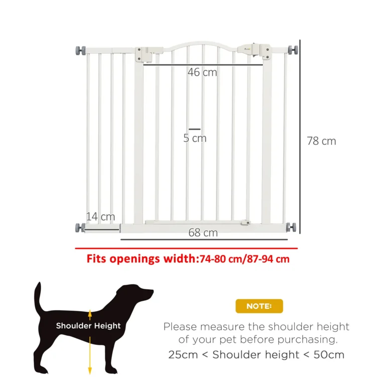 Dog Gate with Extension – White, 78cm High
