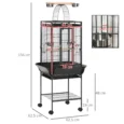 Bird Cage with Play Top, Seed Guard and Stand – Dark Grey, 156cm