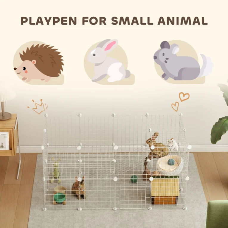 Modular 36-Panel Wire Pet Playpen – White Modular 36-Panel Wire Pet Playpen – White