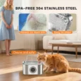 Stainless Steel Cat Drinking Fountain with Level Window – 3.2L