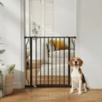Extra Wide Dog Gate with Door for Stairways – Black