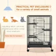 Four-Level Small Animal Cage with Wheels and Removable Tray – Black