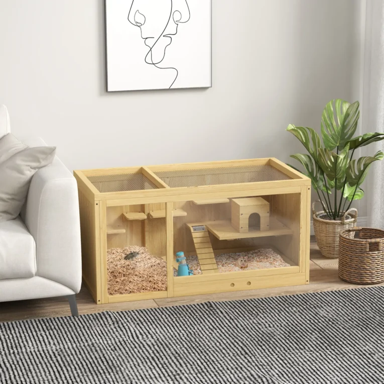 Hamster Cage 100W x 50D x 50Hcm – Natural wood finish Hamster Cage 100W x 50D x 50Hcm – Natural wood finish
