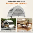 Raised Dog Cot with Removable Sun Canopy – Grey, 92cm