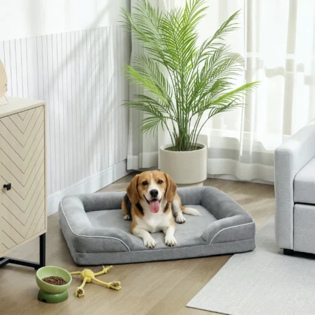 Medium Memory-Foam Dog Sofa Bed – Grey, 91.5cm