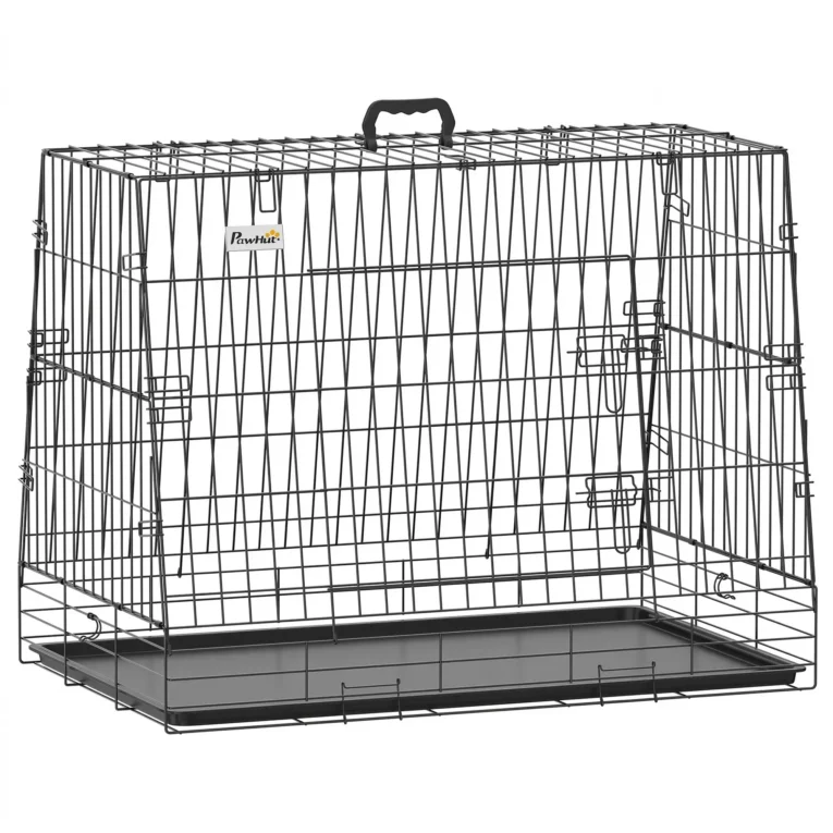 Folding Car-Boot Dog Crate with Sloping Sides – Black, 90cm