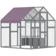 Walk-In Wooden Chicken Run with Nest Boxes and Cover – Purple Grey