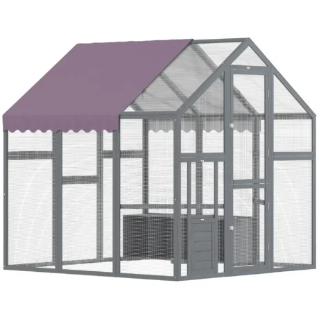 Walk-In Wooden Chicken Run with Nest Boxes and Cover – Purple Grey