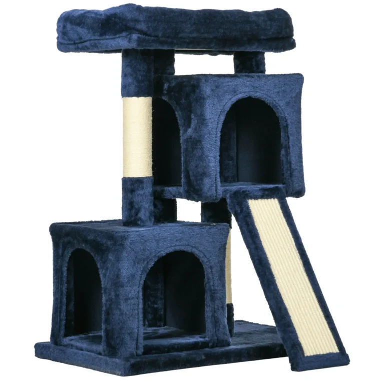 Dual-Condo Cat Activity Tree with Sisal Posts – Navy Blue