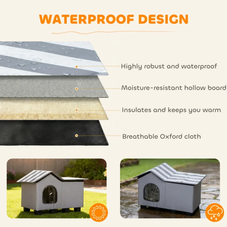 Outdoor Cat Shelter with Side Platform and Cushion – Grey Outdoor Cat Shelter with Side Platform and Cushion – Grey