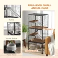 Four-Level Small-Animal Cage with Storage Shelf – Grey