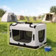 Soft Pet Carrier with Washable Cushion – Light Grey, 90 × 58 × 64cm