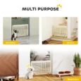 Portable Freestanding Dog Gate – Natural Wood, 75 × 53cm