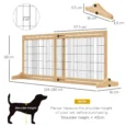 Adjustable Freestanding Dog Gate – Natural Wood, 104–180cm