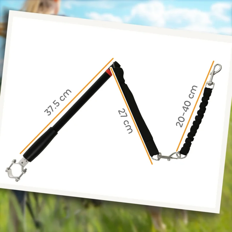Bicycle-Mounted Dog Lead with Elastic Section – Black