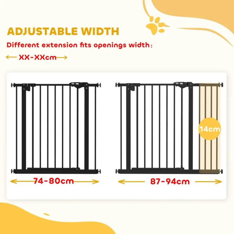 Adjustable Metal Dog Gate 74-94cm – Black Adjustable Metal Dog Gate 74-94cm – Black