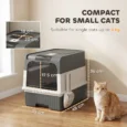 Enclosed Cat Litter Box Pull-Out Drawer – Grey, White, Black