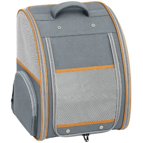 Folding Pet Backpack with Mesh Windows &ndash; Grey, 5kg Capacity