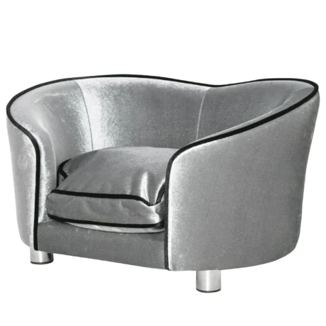 Miniature Dog Sofa with Washable Cushion – Silver Grey