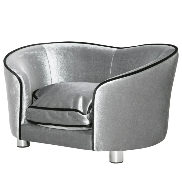 Miniature Dog Sofa with Washable Cushion – Silver Grey