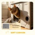 Stackable Plastic Cat House with Removable Cushion – Grey, 53.5cm