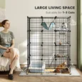 Four-Level Modular Indoor Cat Enclosure with Hammock – Black