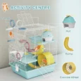 3-Level Hamster Cage with Wheel and Tunnel – Blue