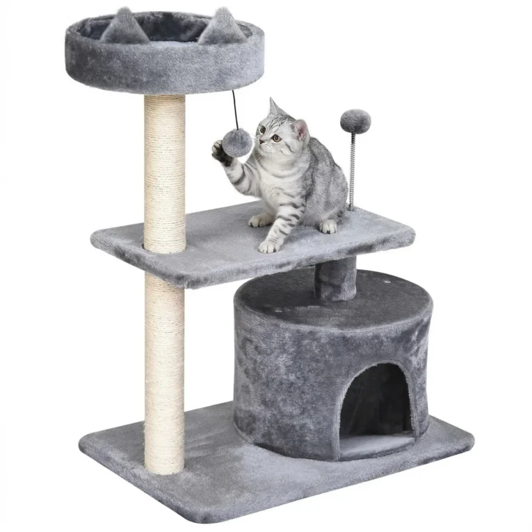 Cat Tree Scratching Post Condo Perch 60x40cm – Grey