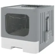 Foldable Cat Litter Box with Lid – Grey, White