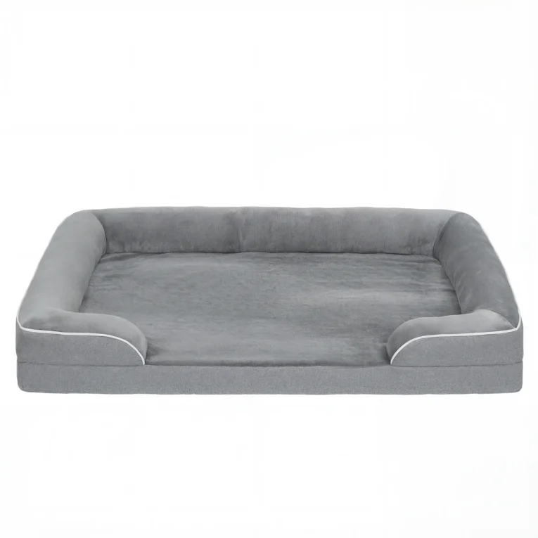 Large Memory-Foam Dog Sofa Bed – Grey, 112 × 80cm Large Memory-Foam Dog Sofa Bed – Grey, 112 × 80cm