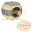 Round Rattan-Effect Cat Cave with Cushion – Beige, 40cm