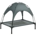 Raised Dog Bed with Canopy – Grey, 76 × 61cm