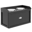 Raised Double Dog Feeder with 21L Drawer – Black
