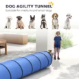 Folding Dog Agility Tunnel with Carry Bag – Blue, 3m