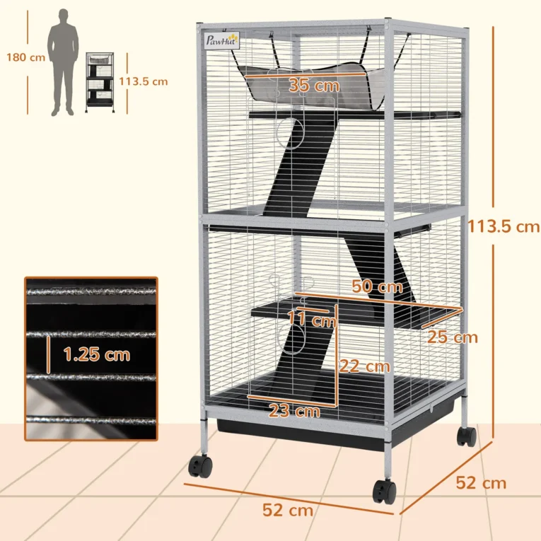 Small-Pet Habitat Play House with Wheels – Light Grey