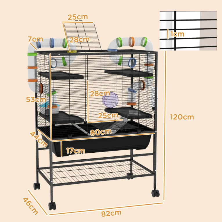 Large Hamster Cage with Tubes and Ramps – Multicoloured
