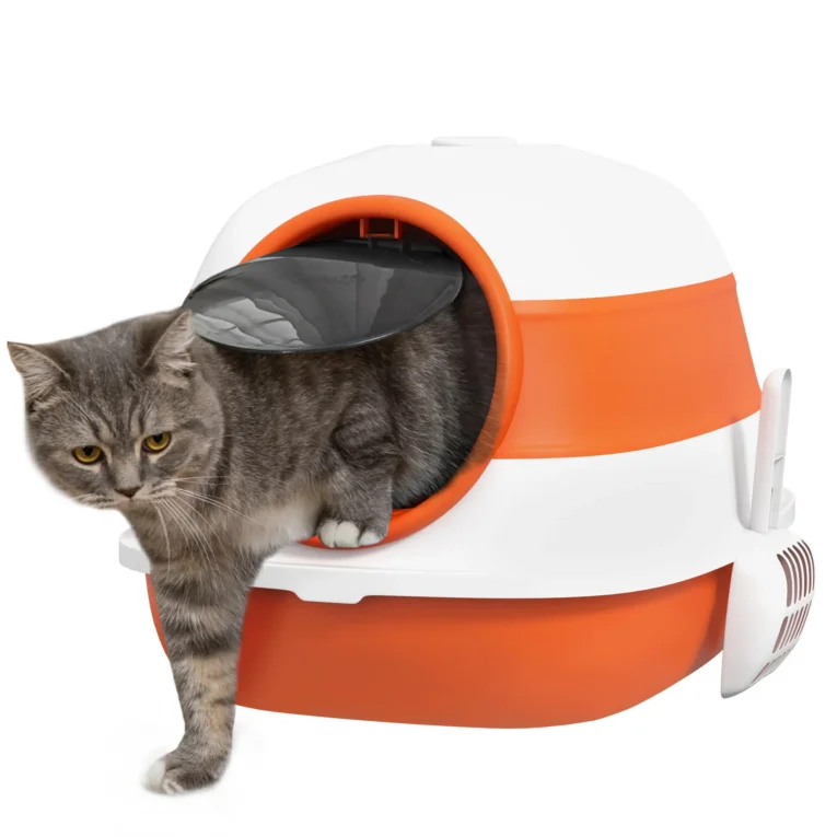 Folding Hooded Cat Litter Box with Scoop – Orange Folding Hooded Cat Litter Box with Scoop – Orange